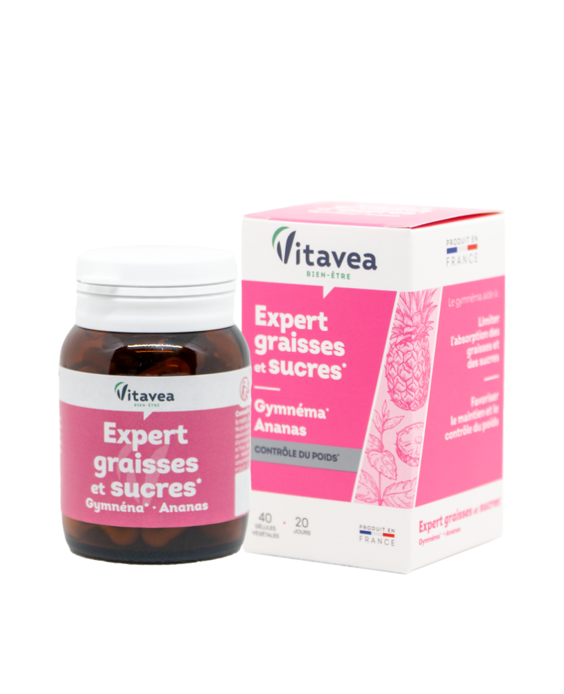 VITAVEA Kovos su riebalais ir cukrumi ekspertas, 40 augalinės kilmės kapsulių