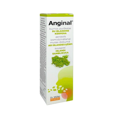 Anginal 30 ml gerklės purškalas su ISLANDINE KERPENA, Maisto papildas