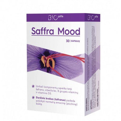 Maisto papildas nervų sistemai su šafranu SAFFRA MOOD, 30 kapsulių kaina