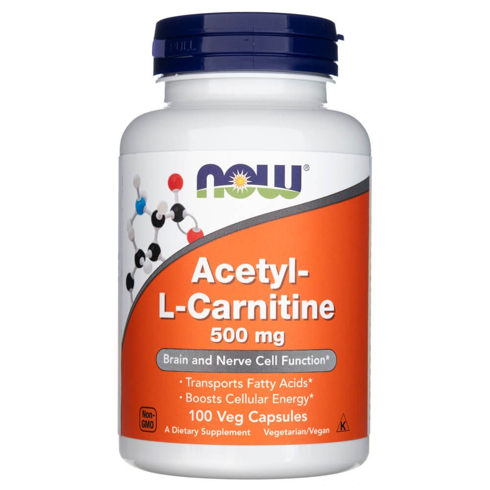 Now Foods acetil-L-karnitinas 500 mg - 100 kapsulių