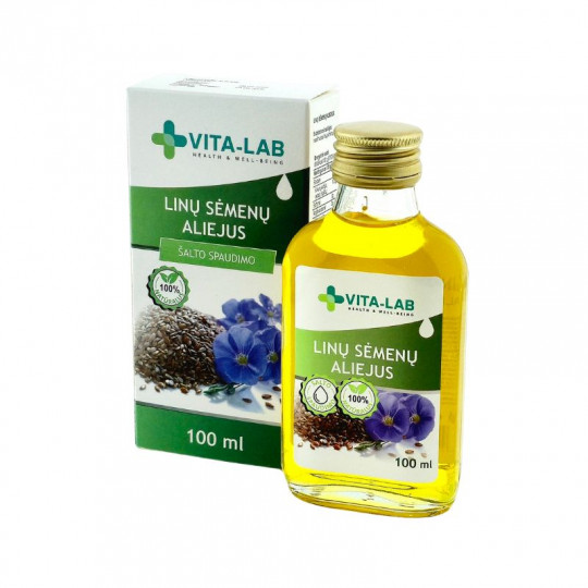 Linų sėmenų aliejus Vita-Lab – 100% natūralus šalto spaudimo aliejus