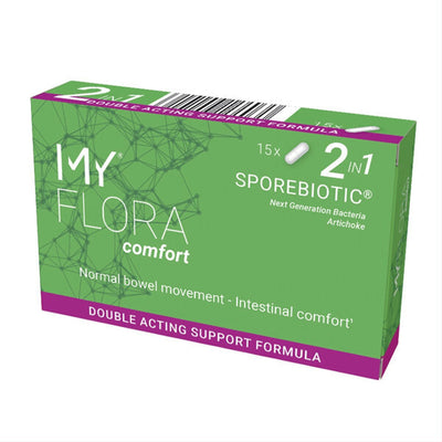 MY Flora Comfort Sporebiotic – Probiotikas su artišokų ekstraktu virškinimui ir žarnyno komfortui, 30 kapsulių