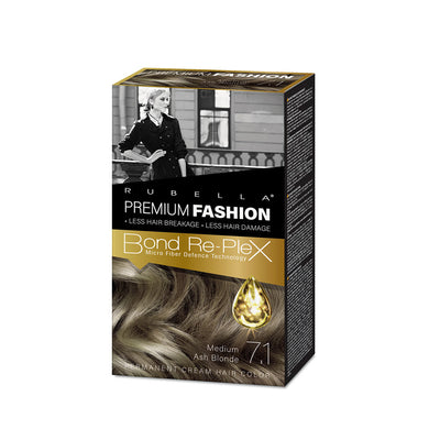 RUBELLA PREMIUM FASHION Langanhaltende Haarfärbecreme Mittleres Aschblond 7,1, 50/50/30 ml