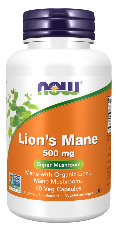 NOW Lion's Mane 500 mg, 60 kapsulių