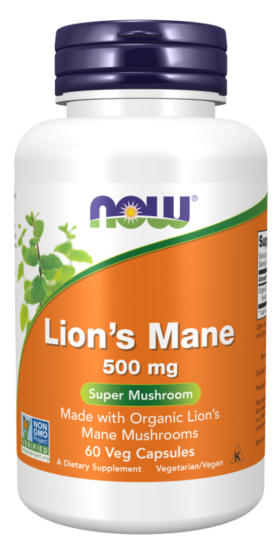 NOW Lion's Mane 500 mg, 60 kapsulių