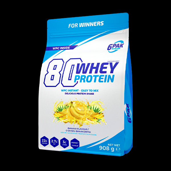 6PAK Protein 80 išrūgų baltymai Bananas - 908 g