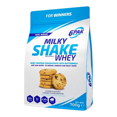 6PAK Milky Shake Whey, sausainių skonio - 700 g