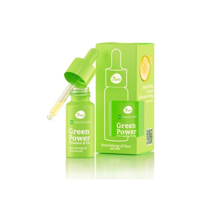 7DAYS MY BEAUTY WEEK Maitinamasis veido serumas Green Power Vitamin E, 20 ml kaina