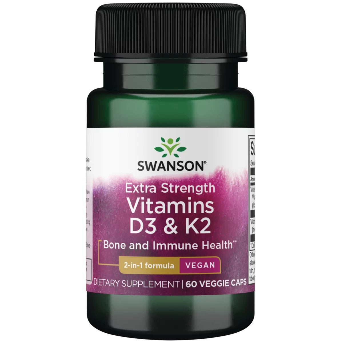 Swanson Vitamin D3 mit K2, 60 Kapseln