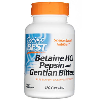 Doctor's Best Betaine HCL Pepsin & Gentian Bitters – 120 kapsulių