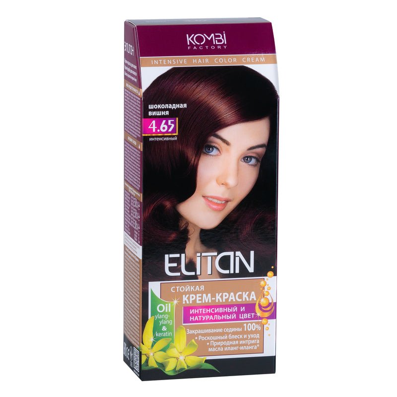 ELITAN Permanent Hair Color Cream Kremas-dazai plaukams 4.65 Sokoladine vysnia, 50/50/30 ml kaina