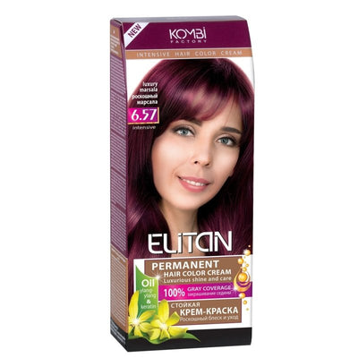 ELITAN Permanent Hair Color Cream Kremas-dazai plaukams 6.57 Prabangus Marsala, 50/50/30 ml kaina