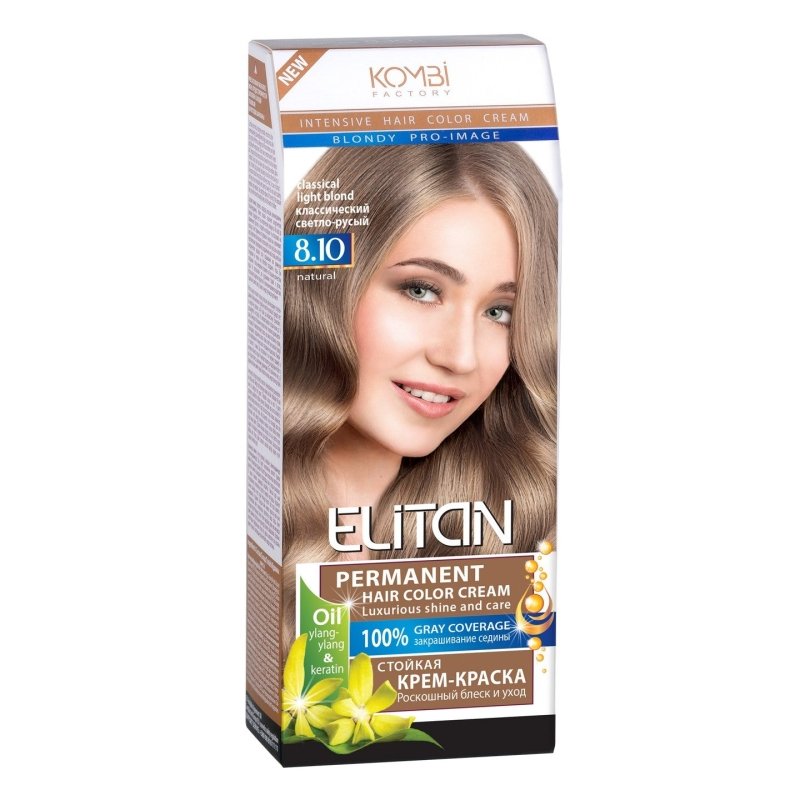 ELITAN Permanent Hair Color Cream Kremas-dazai plaukams 8.10 Klasikine sviesiai ruda, 50/50/30 ml kaina