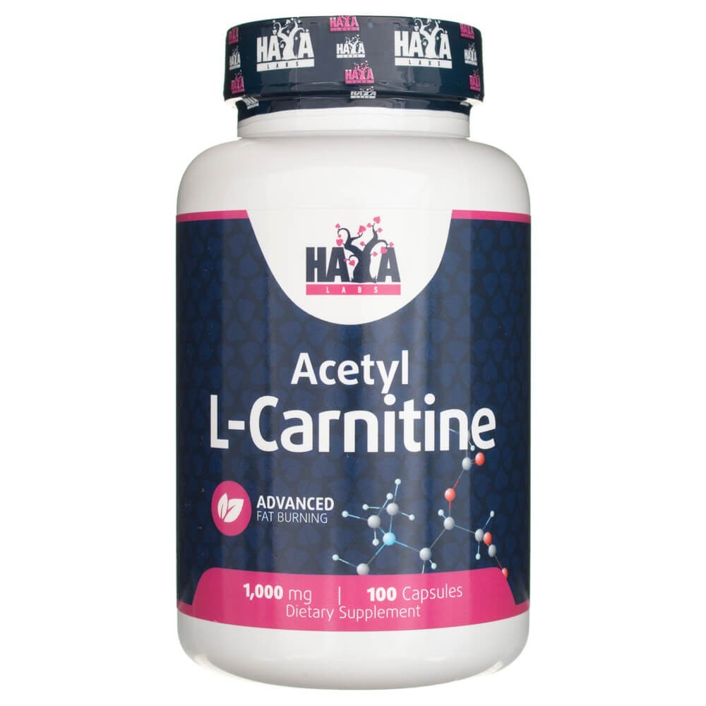 Haya Labs acetil-L-karnitinas 1000 mg - 100 kapsulių