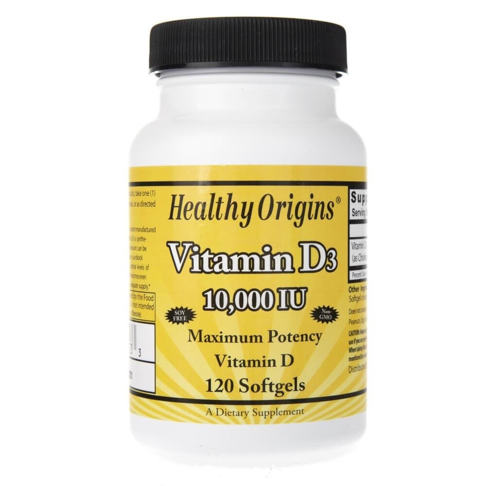 Healthy Origins Vitaminas D3 10000 TV – 120 kapsulių