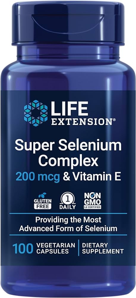 Life Extension Super Seleno kompleksas 200 mcg ir vitaminas E - 100 kapsulių