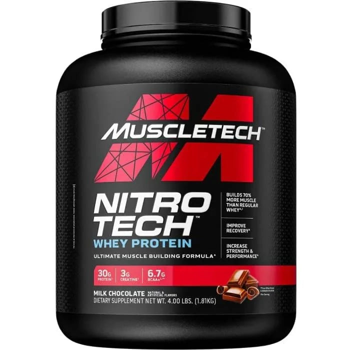 MuscleTech NitroTech išrūgų peptidai pieno šokoladas - 1810 g