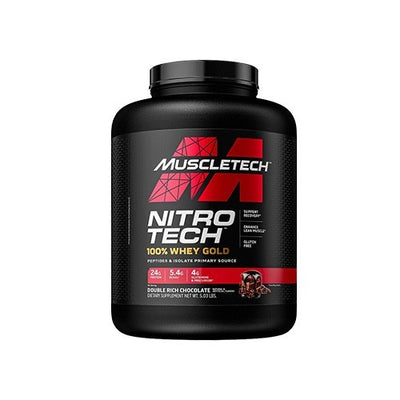 MuscleTech Nitro Tech Protein 100 % išrūgų aukso skonio trigubas šokoladas - 2270 g