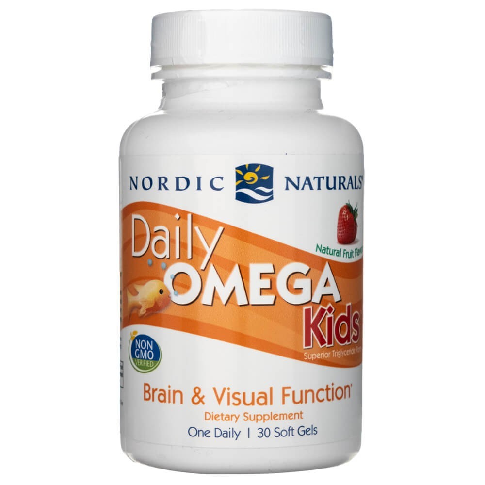 Nordic Naturals Daily Omega Kids Natural Fruit - 30 minkštųjų kapsulių