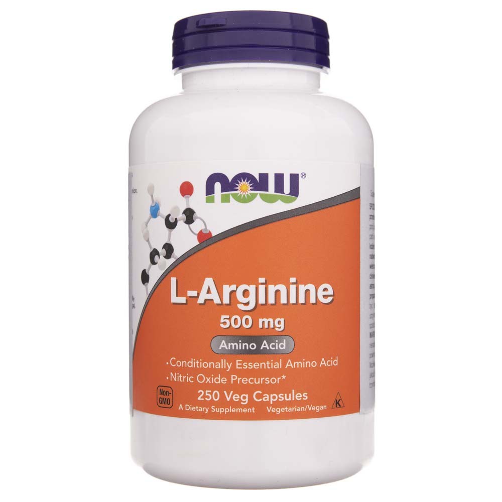 Now Foods L-argininas 500 mg – 250 kapsulių