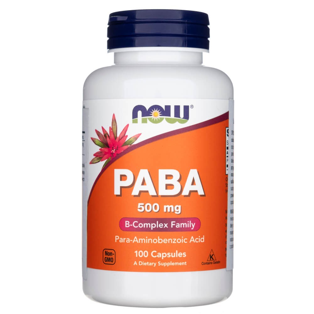 Now Foods PABA 500 mg – 100 kapsulių