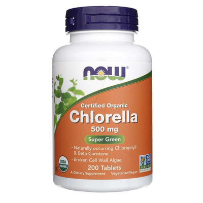 Now Foods Chlorella Certified Organic 500 mg – 200 tablečių