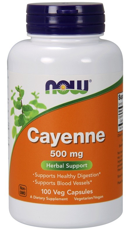 Now Foods Cayenne (Kajeno pipirai) 500 mg - 250 kapsulių