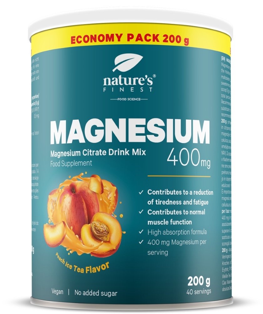 Nature's Finest Magnesium 400 mg persikų milteliai - 200 g