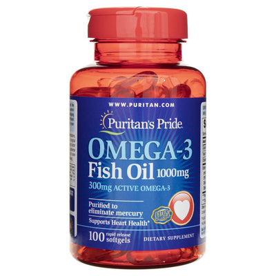 Puritan's Pride Omega-3 aliejus 1000 mg – 100 kapsulių