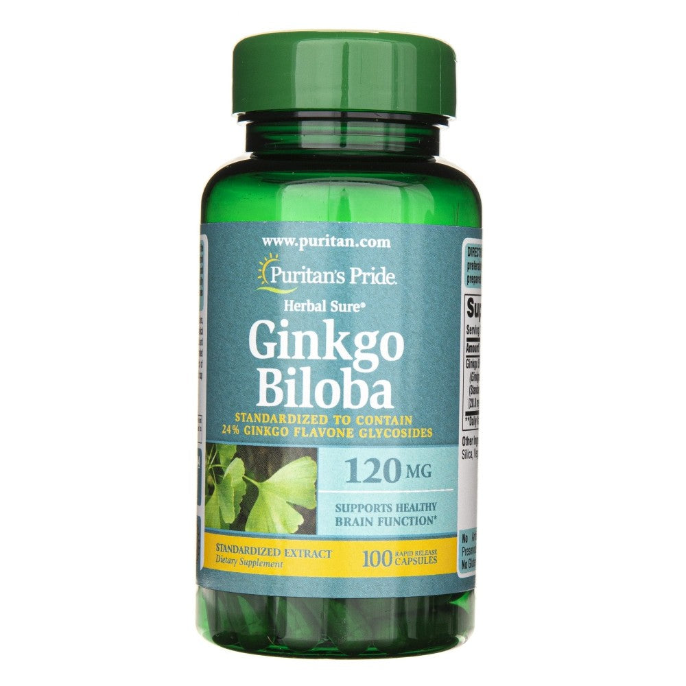 Puritan's Pride Ginkgo Biloba (standartizuotas) 120 mg - 100 kapsulių