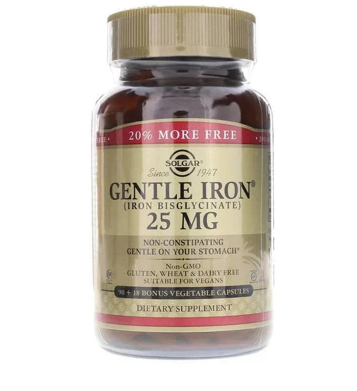 Solgar Gentle Iron, amino rūgščių chelatas 25 mg - 90+18 kapsulių