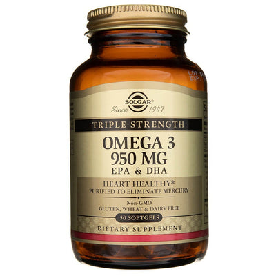 Solgar trigubo stiprumo Omega 3 950 mg - 50 kapsulių