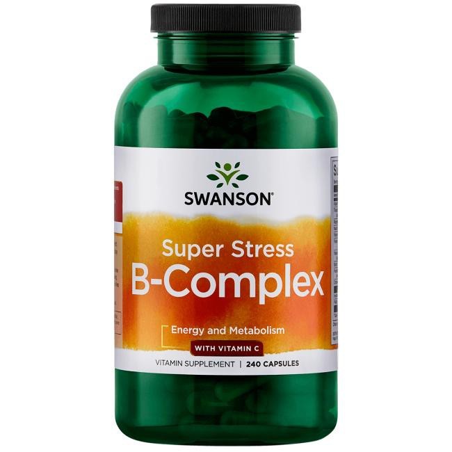 Swanson Super Stress B-Complex su vitaminu C - 240 kapsulių