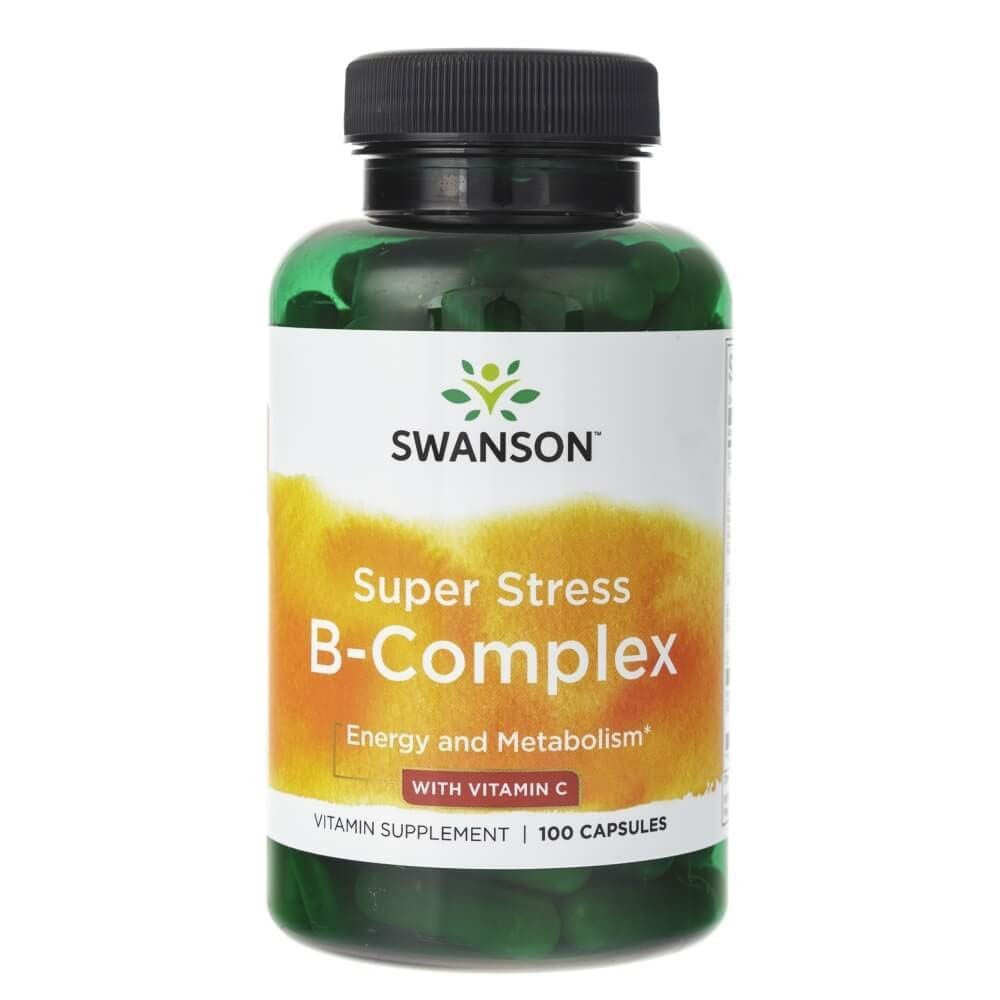 Swanson Super Stress B-Complex su vitaminu C - 100 kapsulių