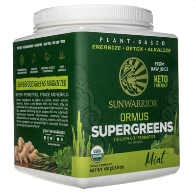 Sunwarrior Ormus SuperGreens mėtų - 450 g