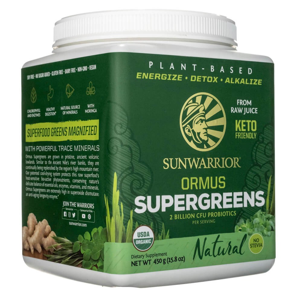 Sunwarrior Ormus SuperGreens natūralūs beskoniai - 450 g