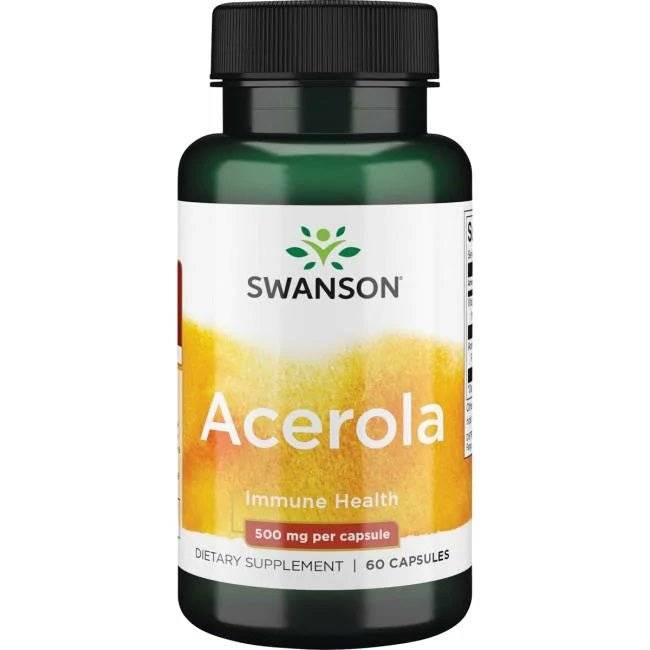 Swanson Acerola Ir Natūralus Vitaminas C 500mg/125mg 60 Kapsulių kaina