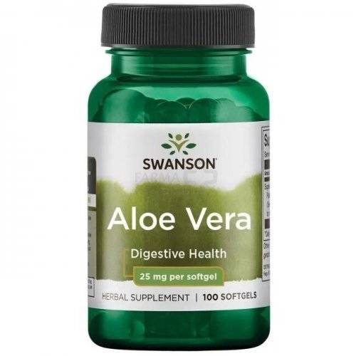 Swanson Aloe Vera 25mg 100 Minkštų Kapsulių kaina