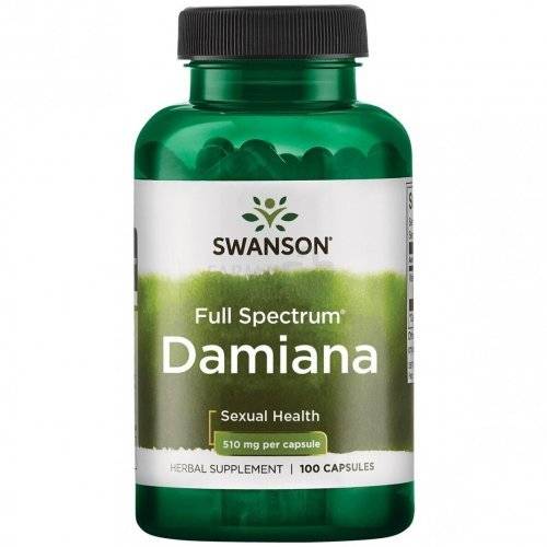 Swanson Damiana Lapai 510mg 100 Kapsulių kaina