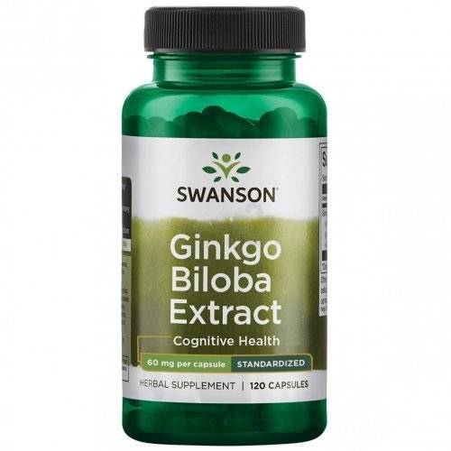 Swanson Ginkgo Biloba (Ginkmedžio Ekstraktas) 60mg 120 Kapsulių kaina