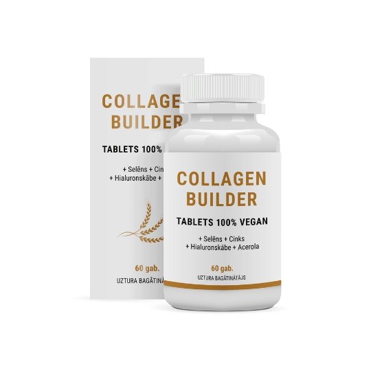 COLLAGEN BUILDER Vegan su cinku, selenu, hialuronu ir acerola, 60 tablečių kaina