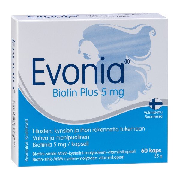 EVONIA BIOTIN PLUS plaukų vitaminai, 60 kapsulių kaina