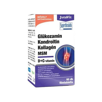 JUTAVIT GLIUKOZAMINAS + CHONDROITINAS + MSM + KOLAGENAS + VITAMINAI C IR D, 60 TABLEČIŲ kaina