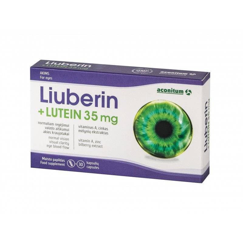 Maisto papildas LIUBERIN + LUTEIN 35 MG, 30 kapsulių kaina