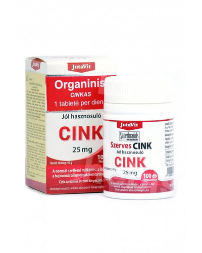 Organinis cinkas 25mg JutaVit, 100 tablečių kaina