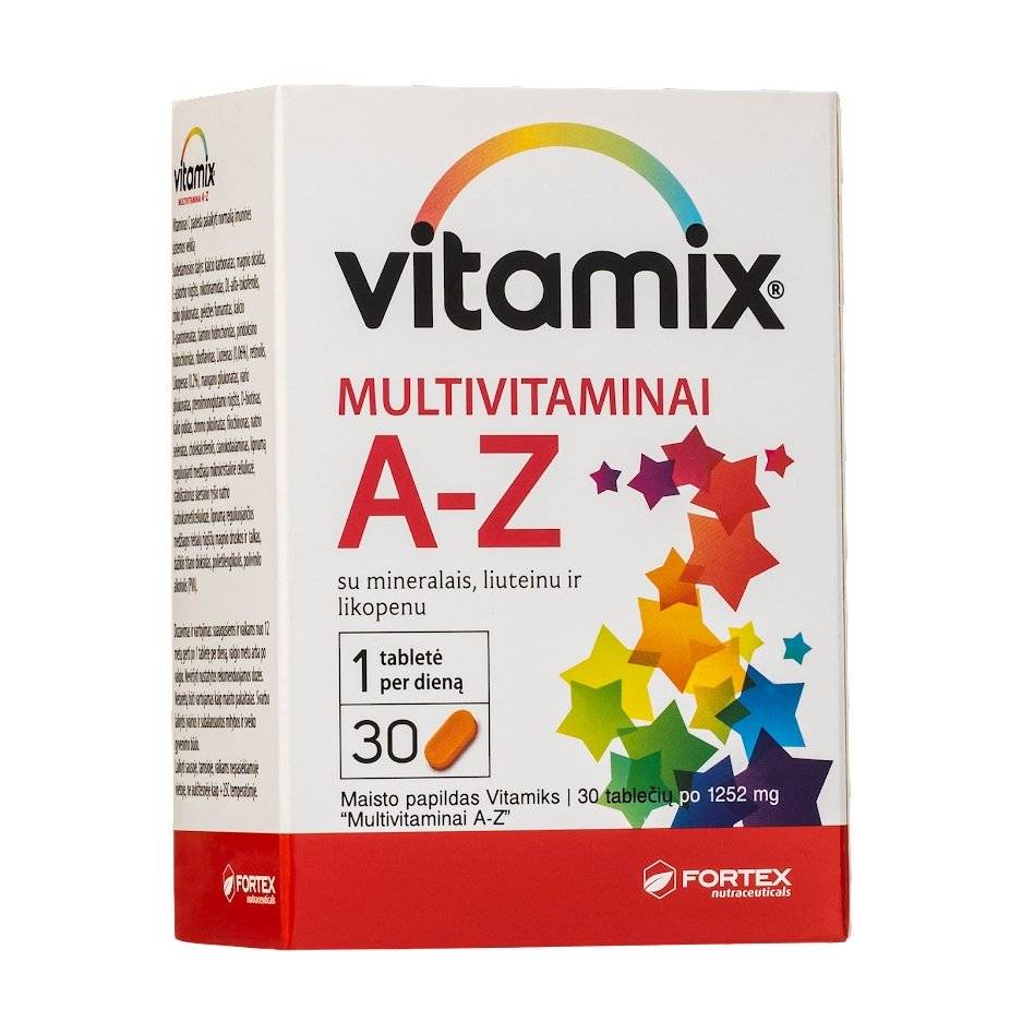 VITAMIX MULTIVITAMINAI A-Z SU MINERALAIS, LIUTEINU IR LIKOPENU, 30 tablečių kaina